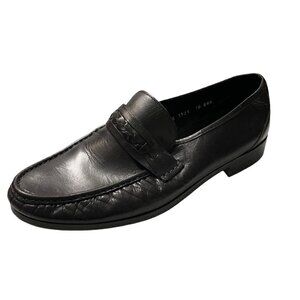 Towncraft Mens Black Leather Made In Italy Braided Loafer Shoes Size 10 EEE